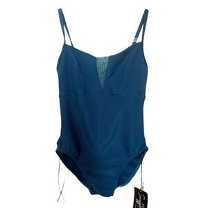 NWT Suffolk Audition V Front Camisole Teal Ballet Leotard Petite Adult